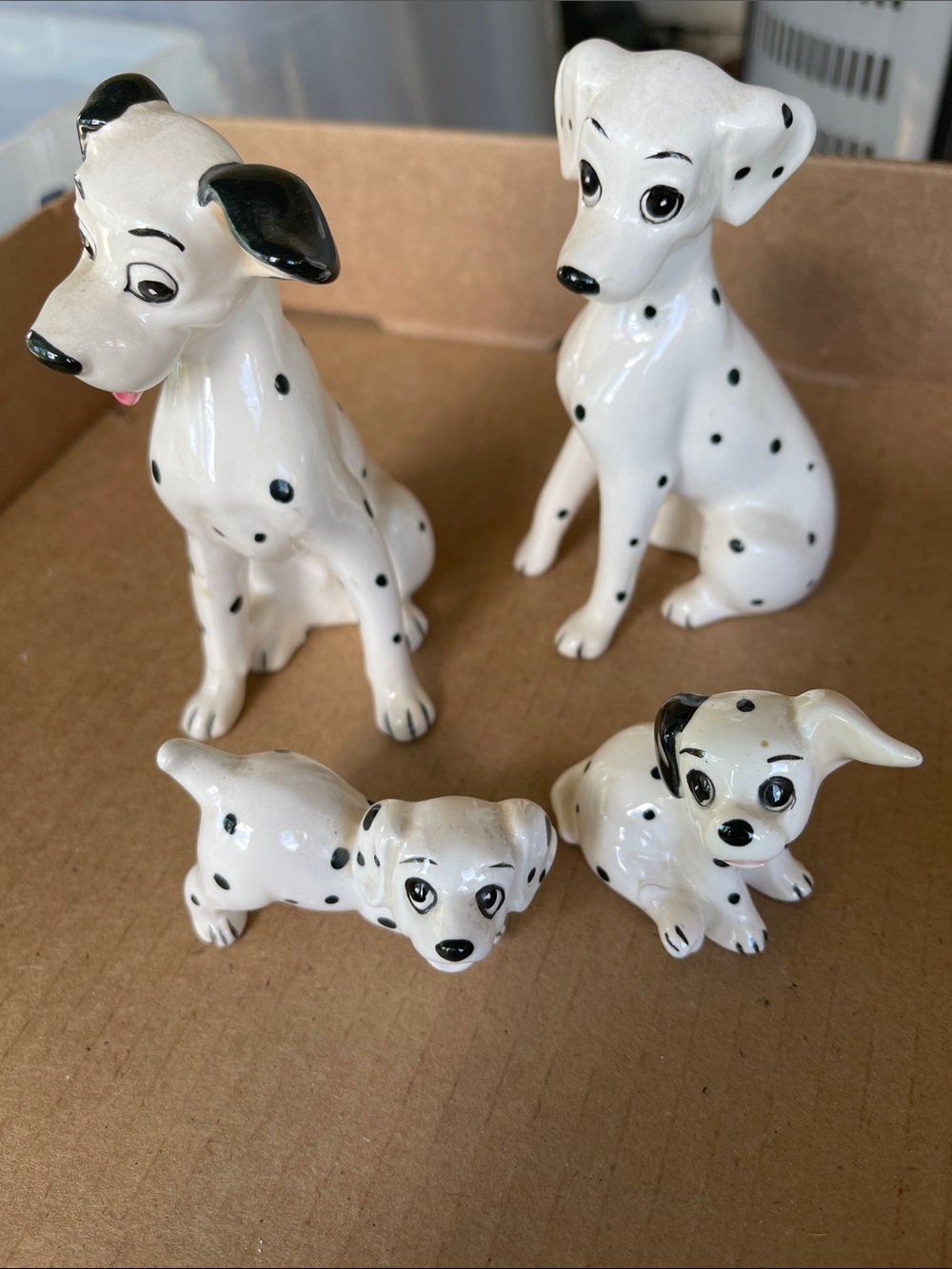 Ceramic Dalmatian Dog Figurine Set - Vintage Japan